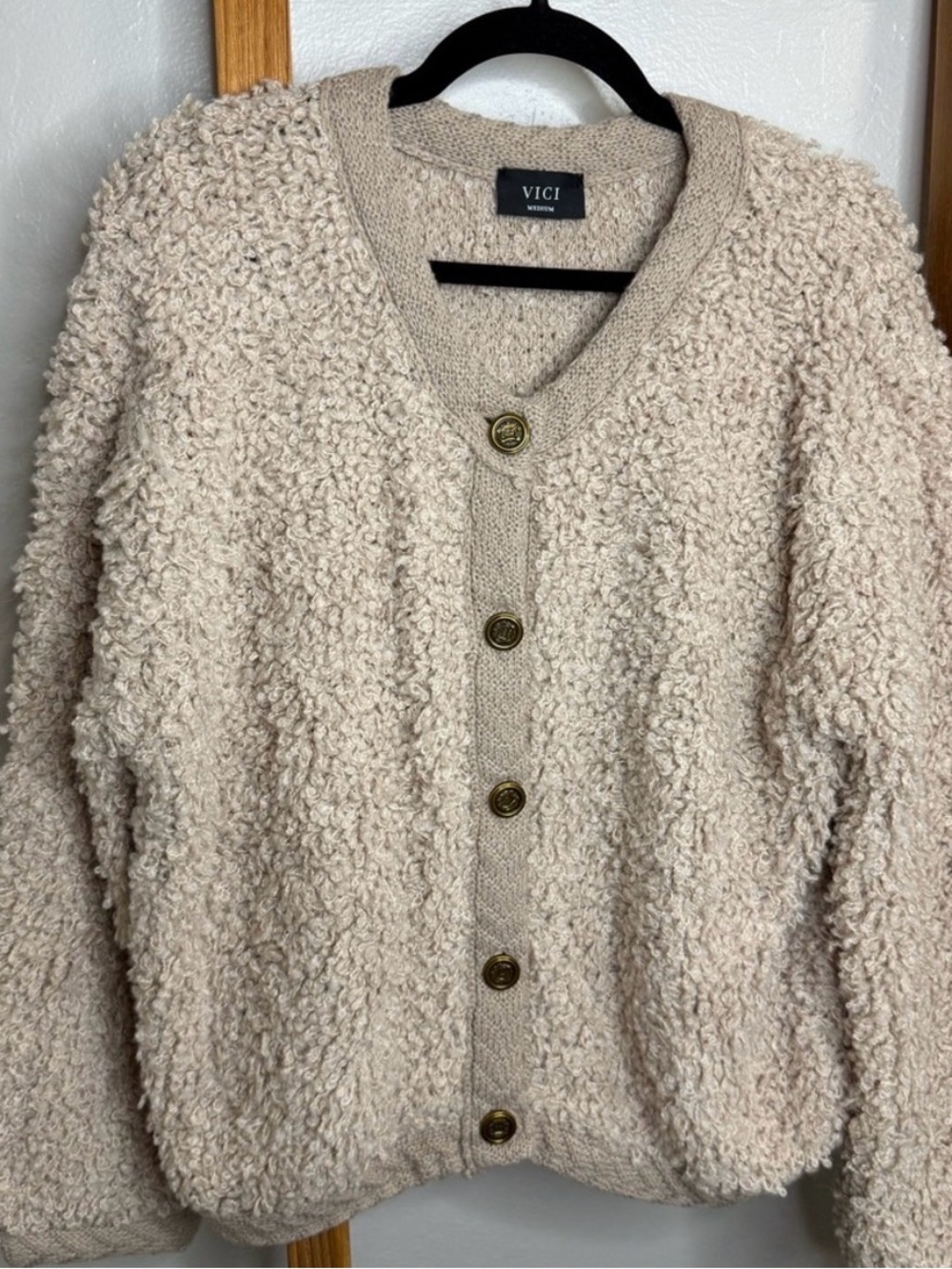 Vici Beige Textured Cardigan